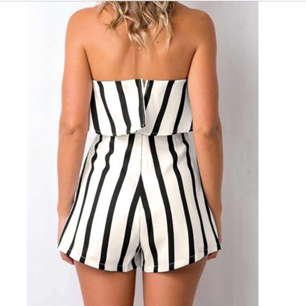 💕Sexy Strapless striped romper - Picture 3 of 5